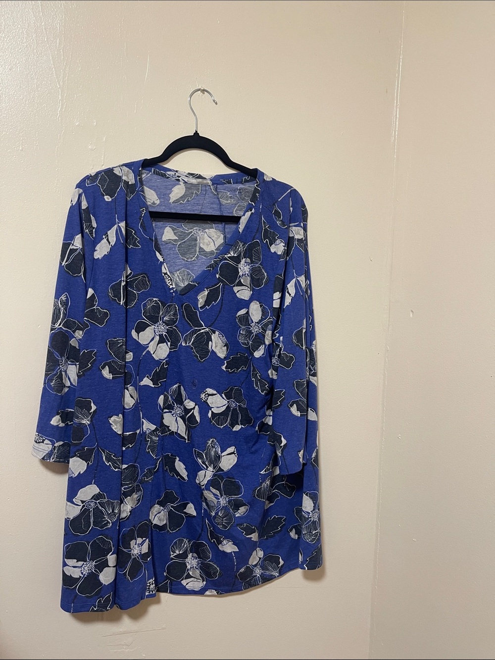 Lane Bryant Blue Floral V-Neck Tunic with Cardigan